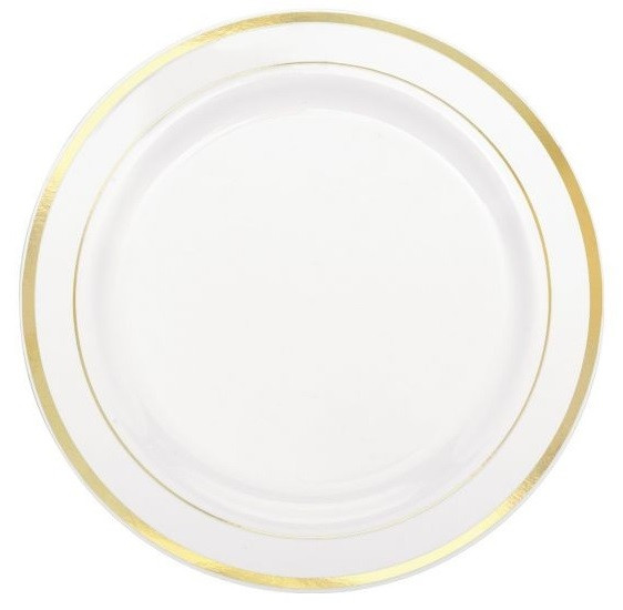 White & Gold Luncheon Plates Party Time, Inc.