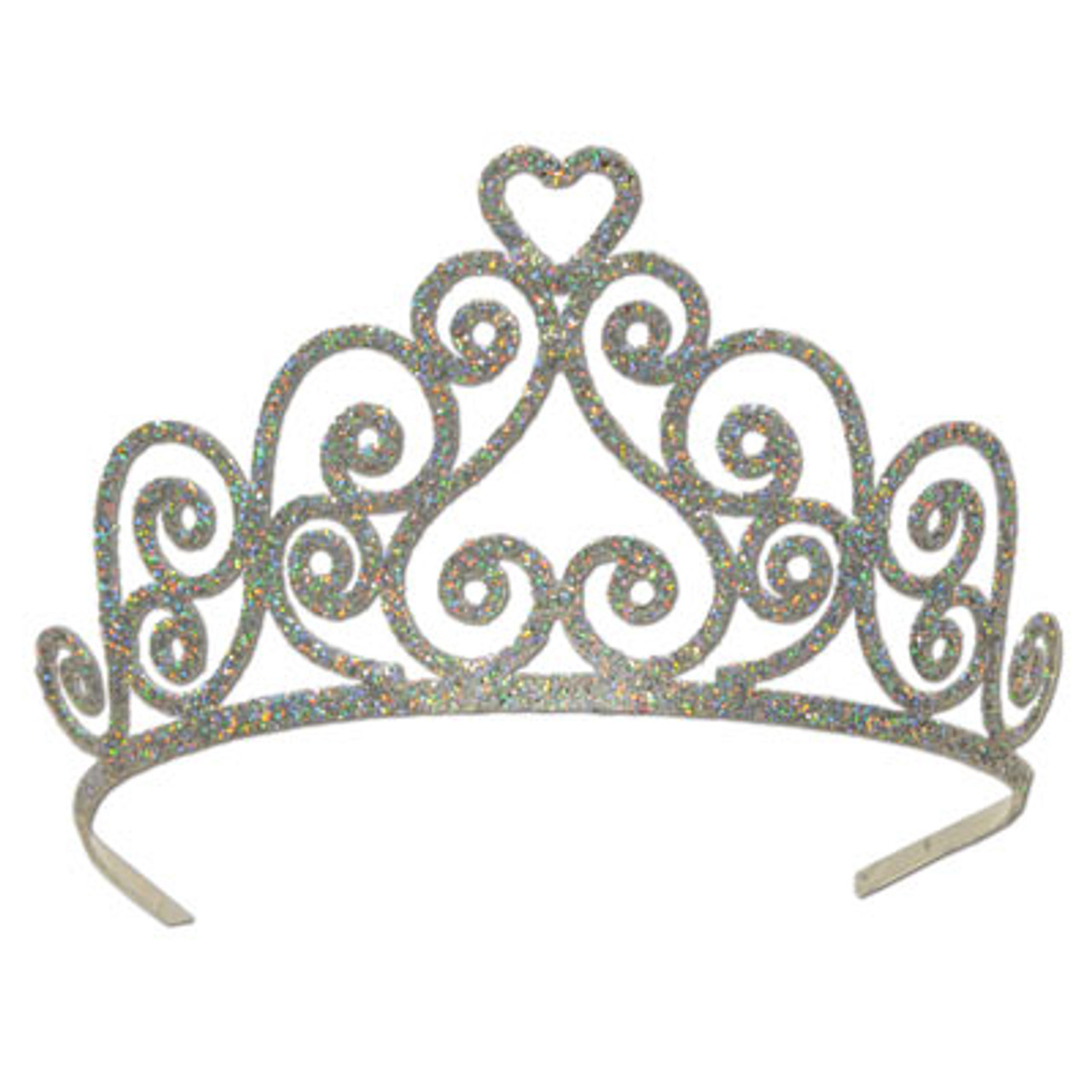 Silver Heart Glitter Tiara