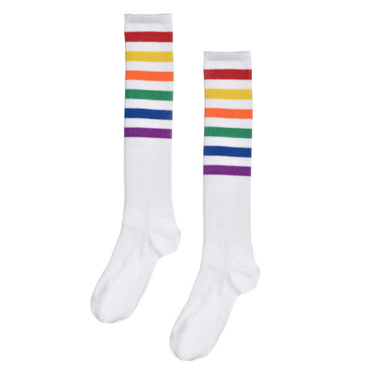 Socks - Rainbow & White Stripe