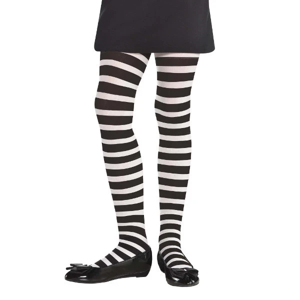 baby black and white striped tights