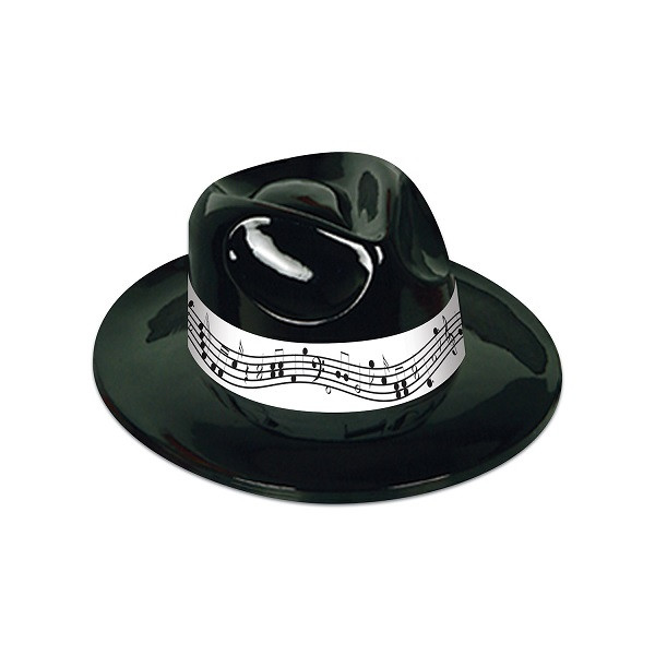 Black Plastic Music Note Fedora - Party 