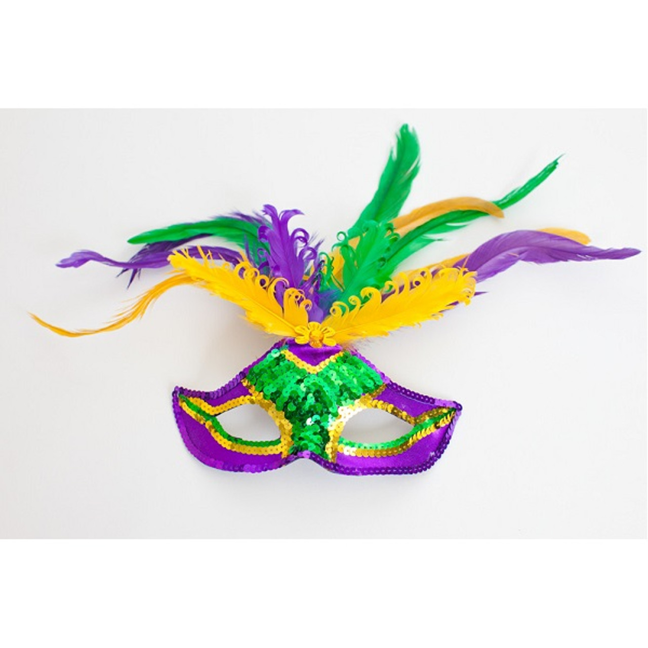 Mardi Gras Feather Eye Mask - Party Time, Inc.