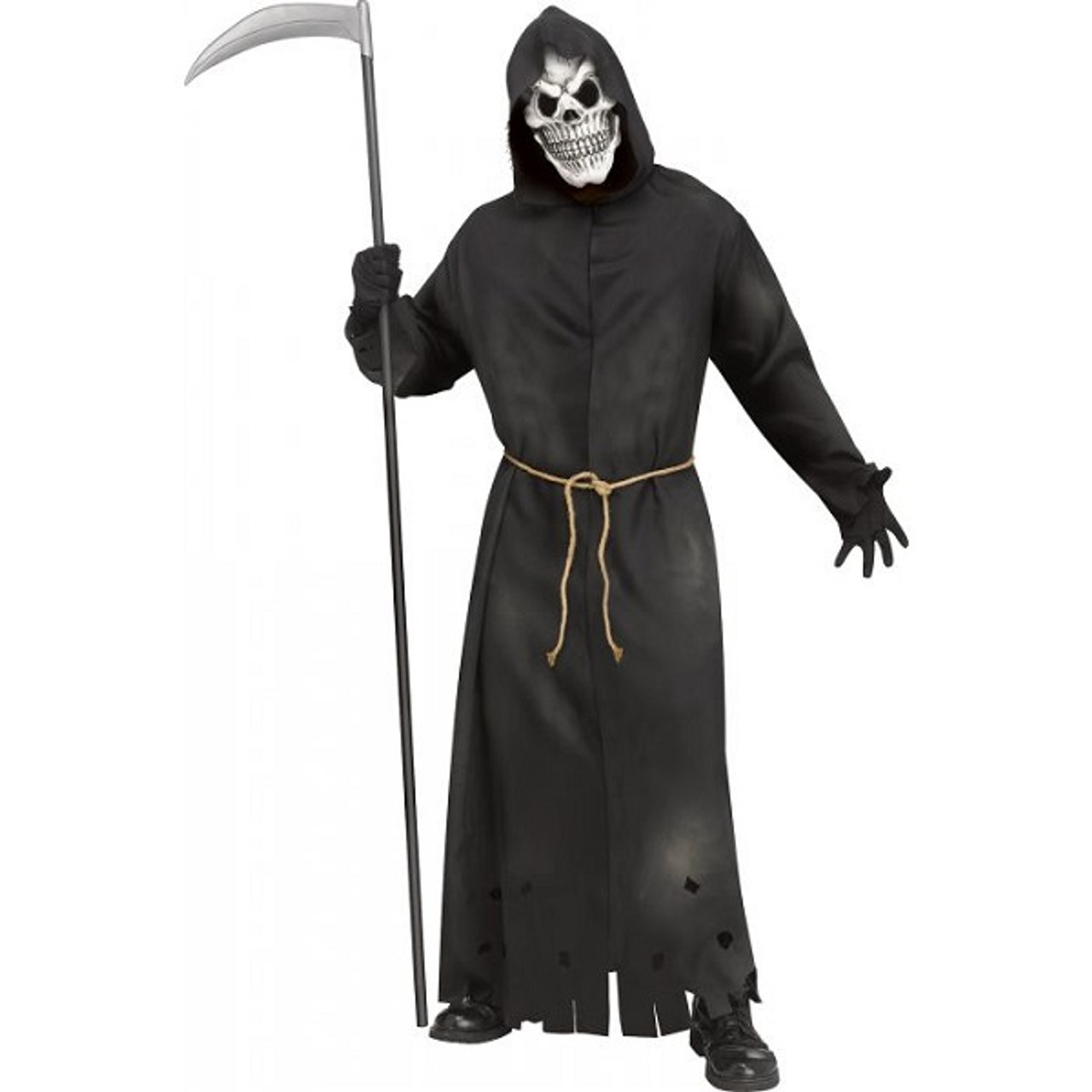 Horrible Grim Reaper Costume Glow In The Dark Scythe Luminous Glasses ...