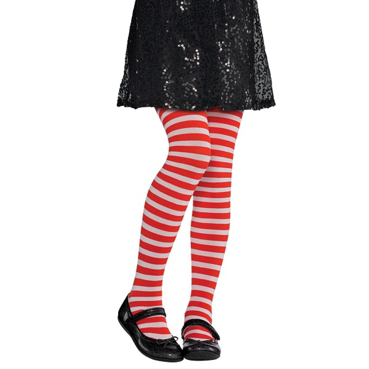 Adult Red & White Striped Tights