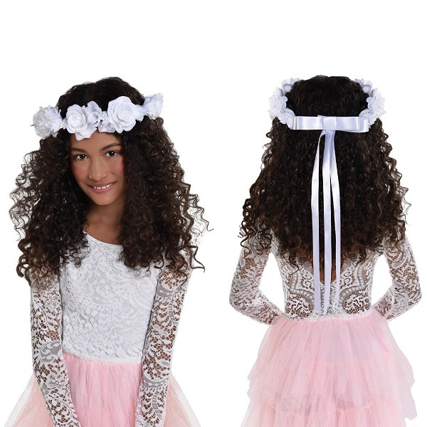 White Flower Girl Head Wreath - Party Time, Inc.