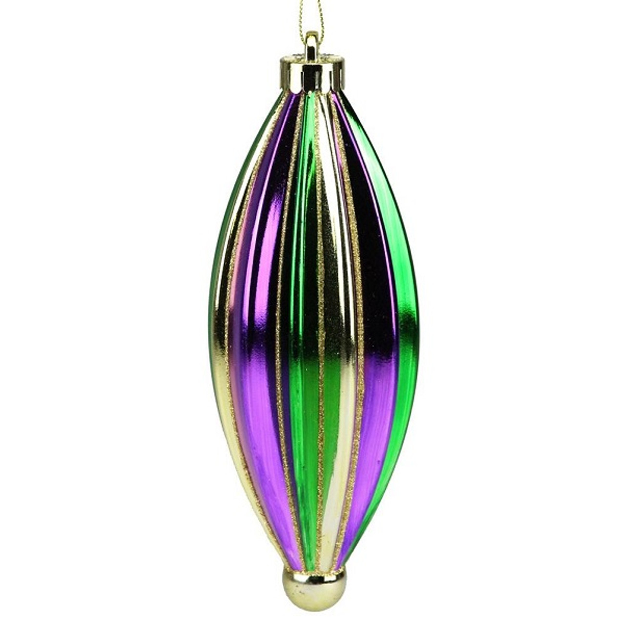 Mardi Gras Ribbed Finial Ornament - Party Time, Inc.