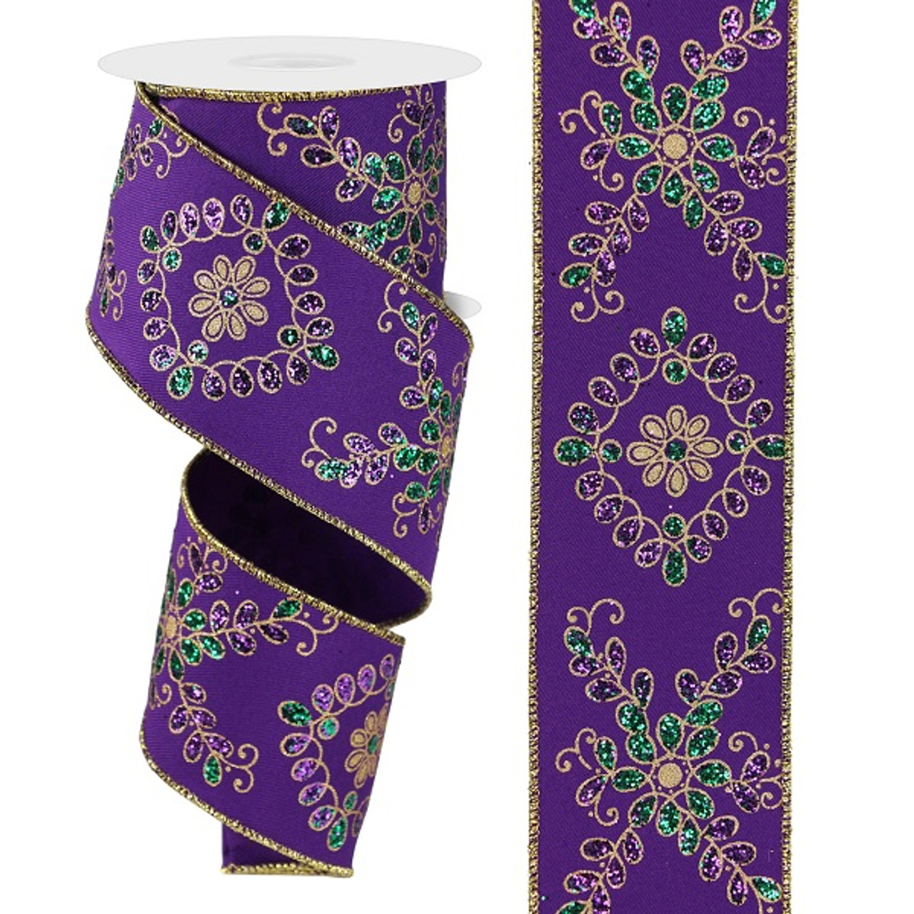 Ornate Loop Diamond Mardi Gras Ribbon - Party Time, Inc.