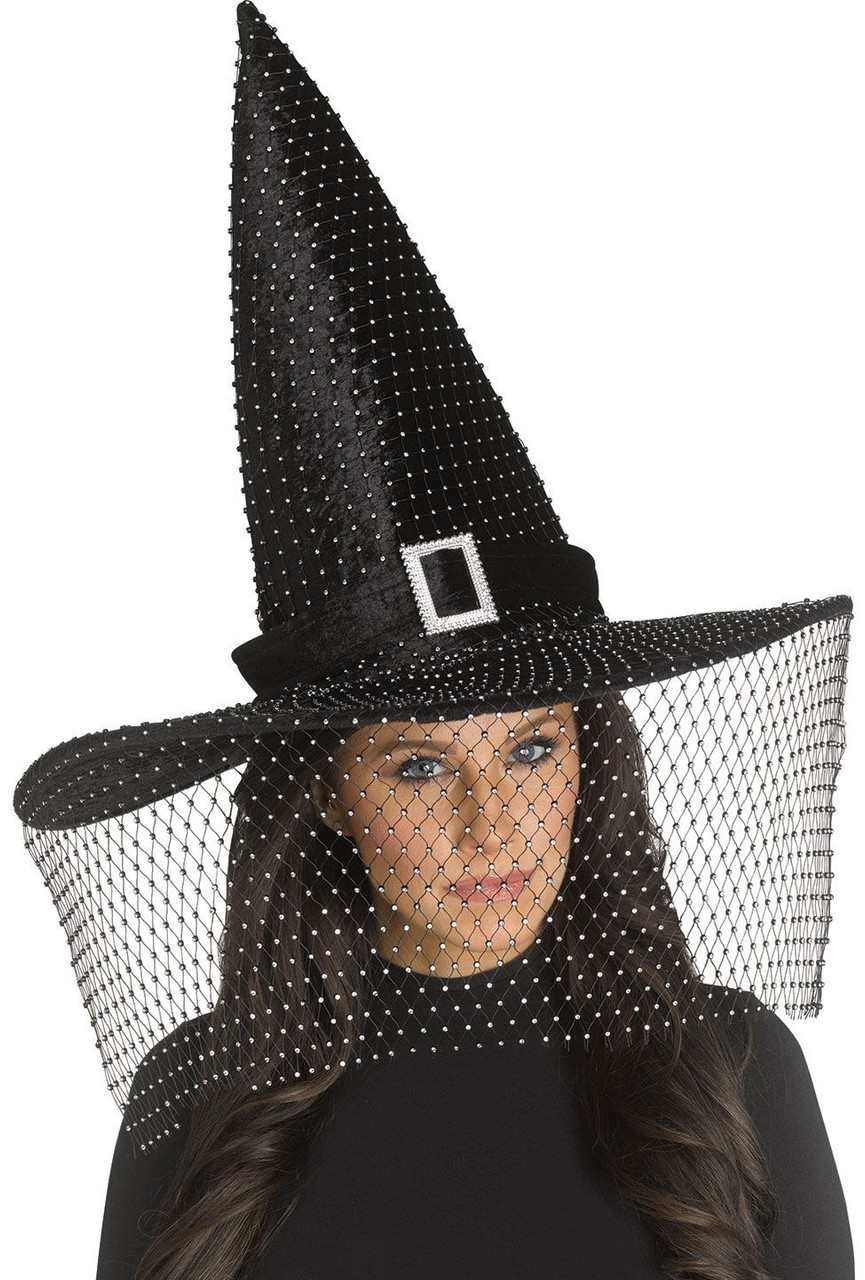 Bling Witch Hat with Buckle and Veil display picture 3