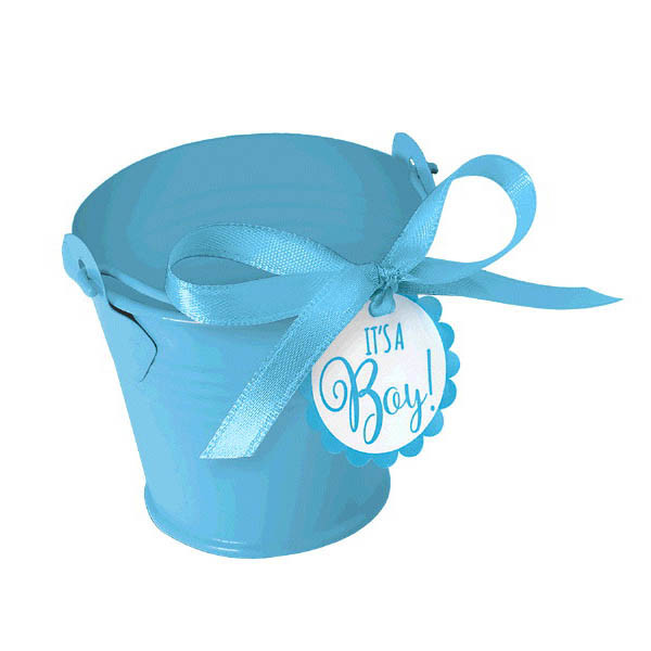 Blue Metal Pail Baby Shower Favor Kits Party Time Inc