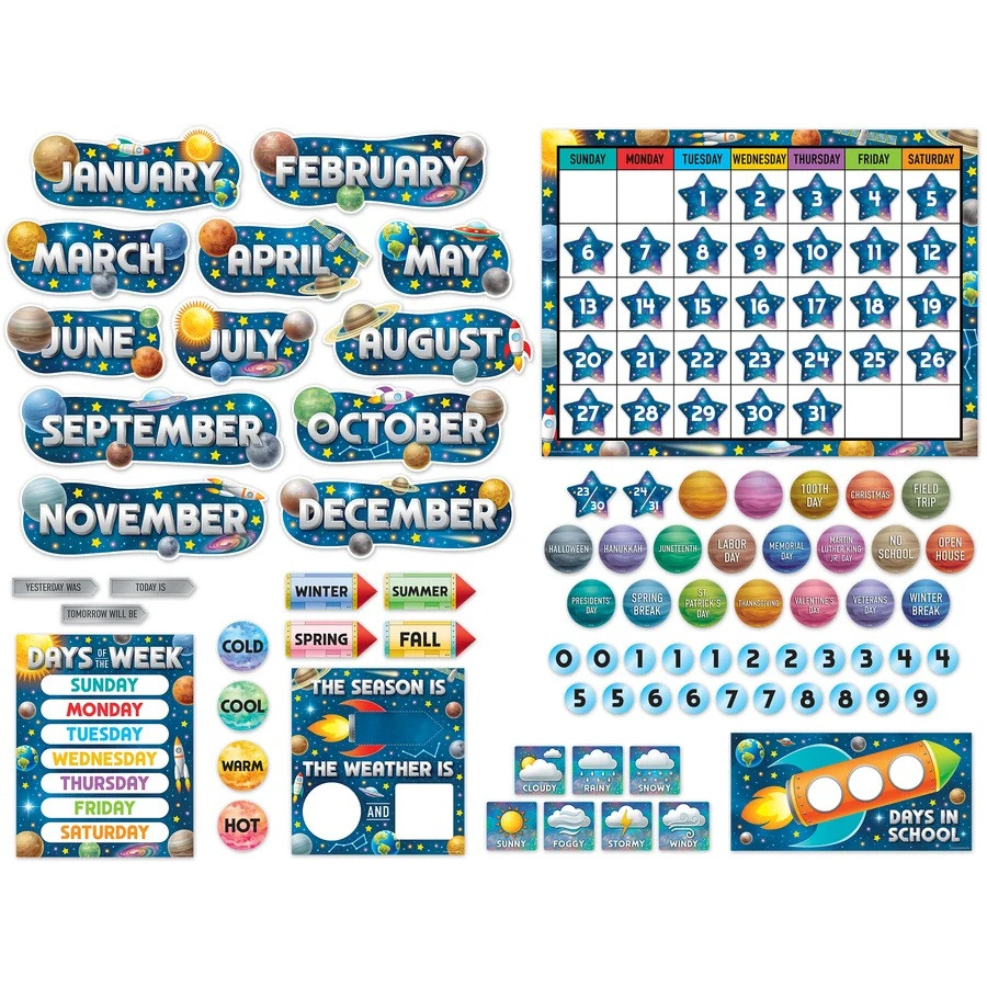 Bulletin Board Display Set - Calendar Outer Space Crew