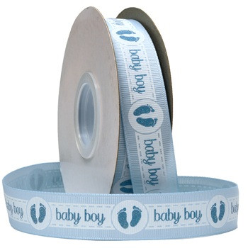 Baby Boy Glittered Grosgrain Ribbon 7/8in