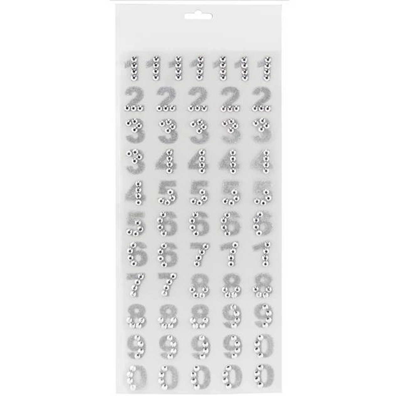 Rhinestone Number Stickers - Silver - Party Time, Inc.