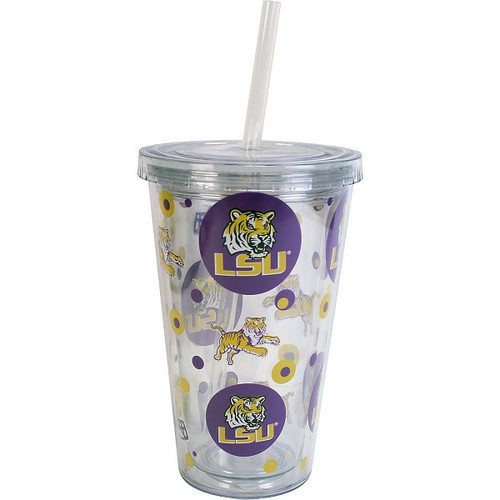 LSU Double Wall Tumbler With Straw LSU Double Wall Tumbler With Straw