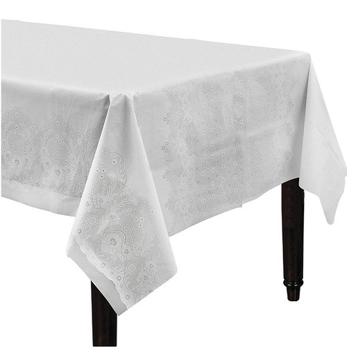 White Lace Plastic Table Cover