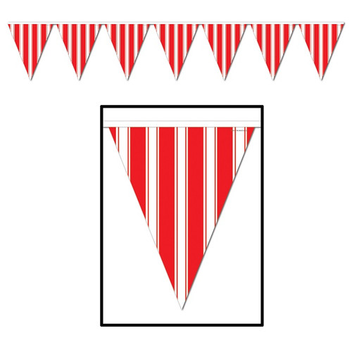 Red & White Striped Pennant Banner Red & White Striped Pennant Banner