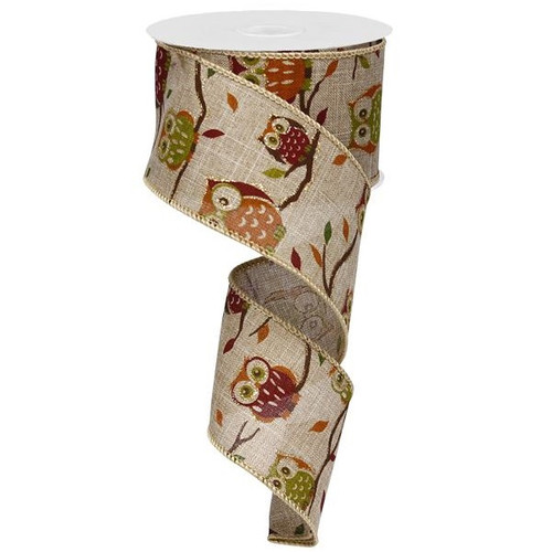Printed Owl Burlap Ribbon Printed Owl Burlap Ribbon