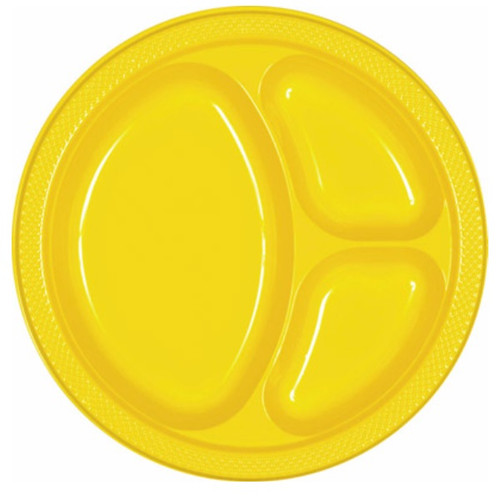 Yellow Sunshine 10.25in Divided Plastic Plates Yellow Sunshine 10.25in Divided Plastic Plates