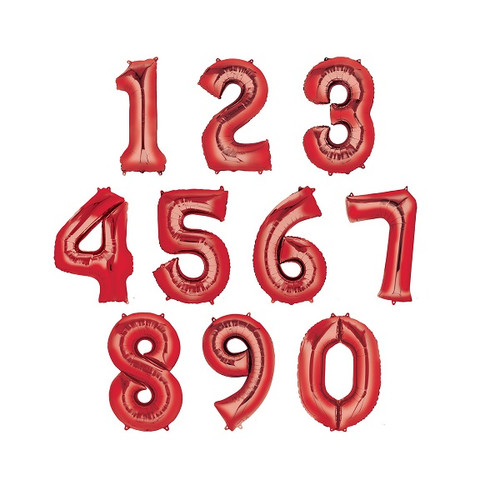 Jumbo Number Mylar Balloons 34in. - Red
