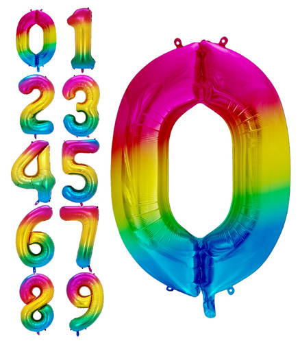 Jumbo Number Mylar Balloons - Rainbow