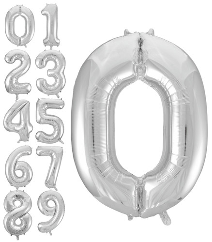 Jumbo Number Mylar Balloons - Silver