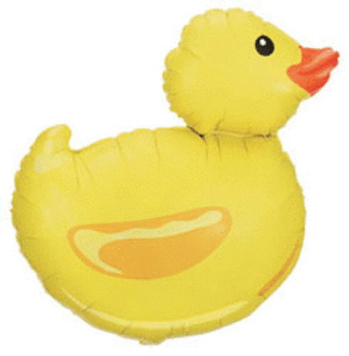 Rubber Ducky Balloon. Shaped like a yellow duck with an orange bill, this foil balloon is perfect for baby showers or welcome home decorations. Balloon is approximately 29 inches after inflation. Rubber Ducky Balloon. Shaped like a yellow duck with an orange bill, this foil balloon is perfect for baby showers or welcome home decorations. Balloon is approximately 29 inches after inflation.