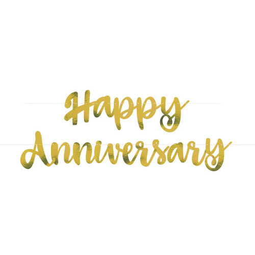 Unique Party Supplies 'Happy 50th Anniversary' Banner – 12 Fuß (ca. 3,65 M) Prismenfolie, Goldener Text, Für Die Goldene Hochzeit
