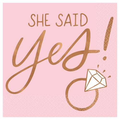 Blush Wedding She Said Yes Beverage Napkins Blush Wedding She Said Yes Beverage Napkins