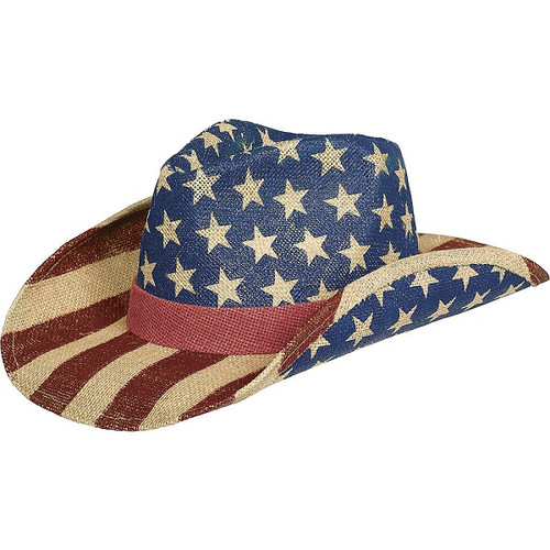 Burlap Patriotic Printed Cowboy Hat Burlap Patriotic Printed Cowboy Hat