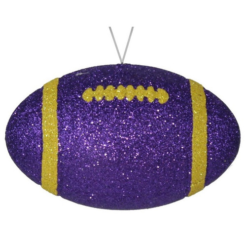 Purple & Yellow Glitter Football Ornament Purple & Yellow Glitter Football Ornament