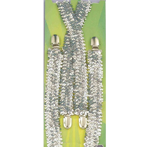 Silver Sequin Suspenders