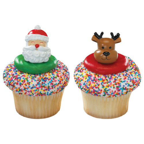 Jolly Santa & Reindeer Cupcake Rings