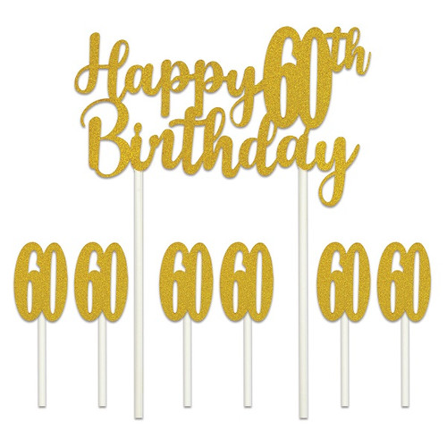 60th Birthday Cake Topper Set