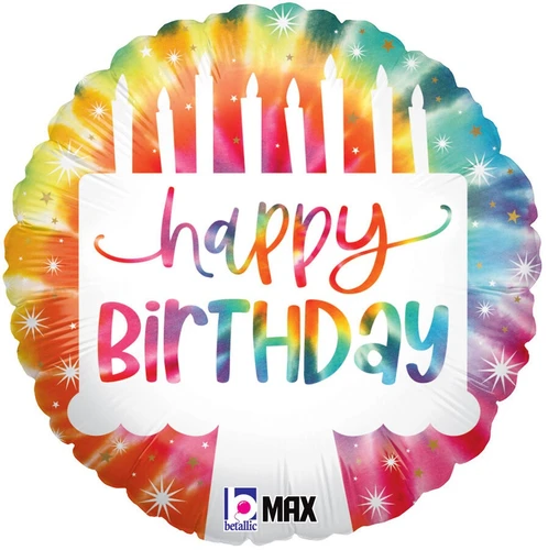 Tie Dye Birthday Balloon 18in