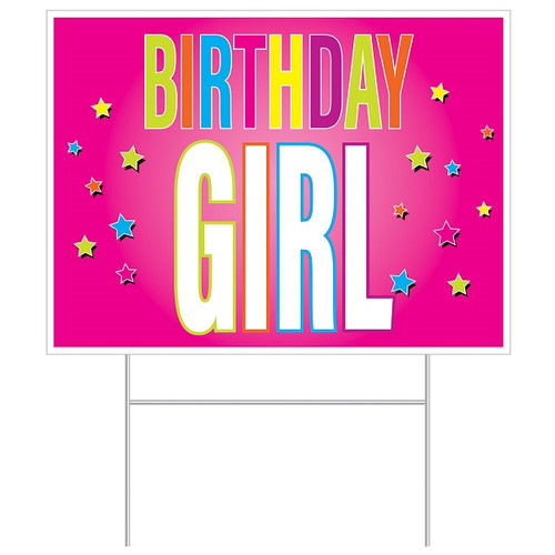 Plastic Birthday Girl Yard Sign Plastic Birthday Girl Yard Sign