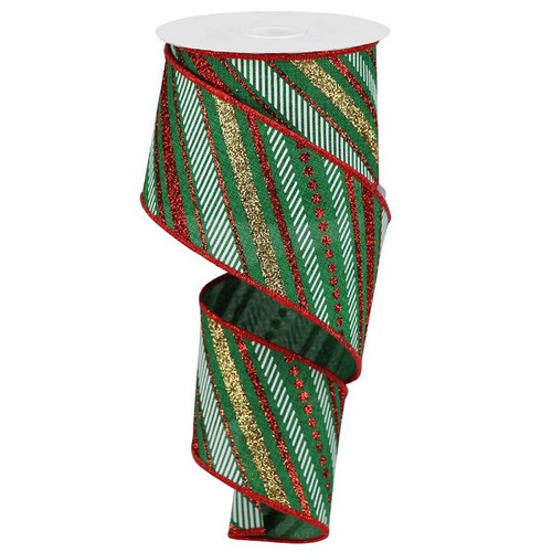 Christmas Diagonal Stripes Ribbon