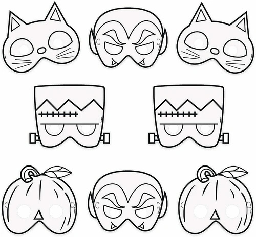 Color Your Own Halloween Paper Masks