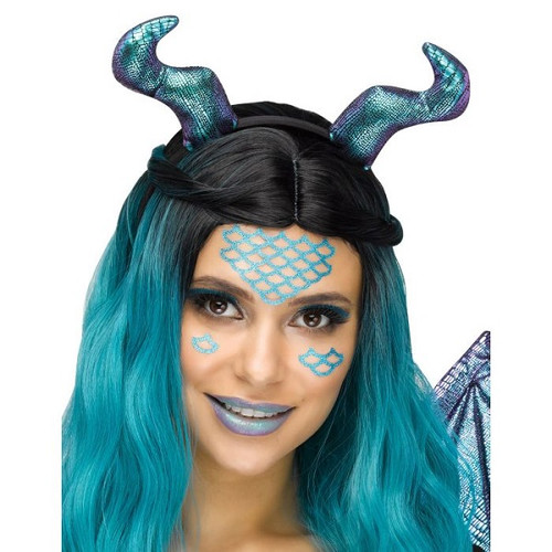 Blue Dragon Fantasy Headband & Tattoo Set