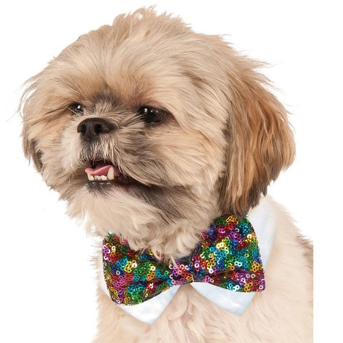 Rainbow Sequins Bow Tie Collar