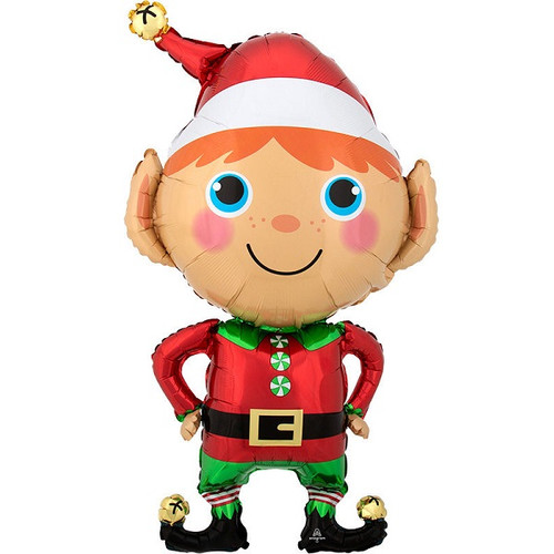 Happy Christmas Elf Balloon 35in