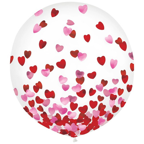 Heart Foil Confetti Latex Balloons 24in