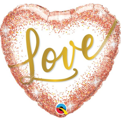 Love Rose Gold Glitter Dots Balloon 18in