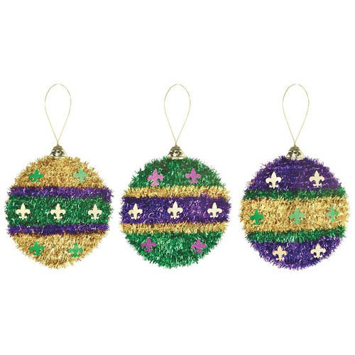 Mardi Gras Small 3D Tinsel Ornament