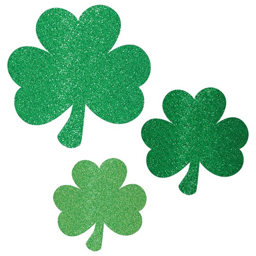Mini Glitter Paper Shamrock Assorted Cutouts