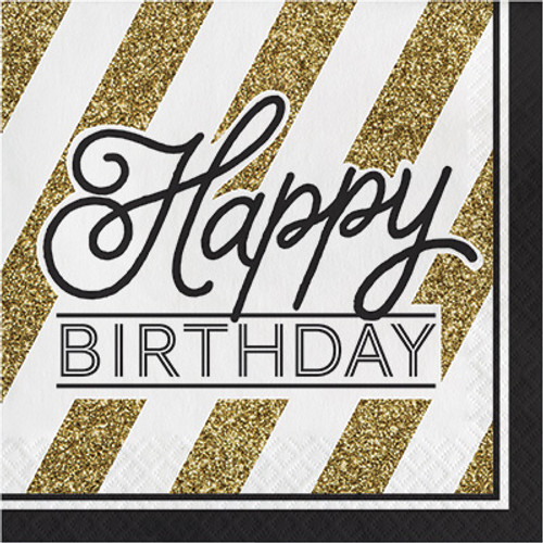 Black & Gold Birthday Luncheon Napkins Black & Gold Birthday Luncheon Napkins
