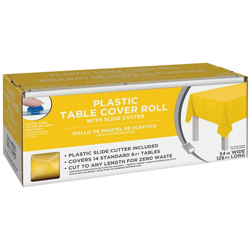 Yellow Sunshine Boxed Plastic Table Cover Roll Yellow Sunshine Boxed Plastic Table Cover Roll