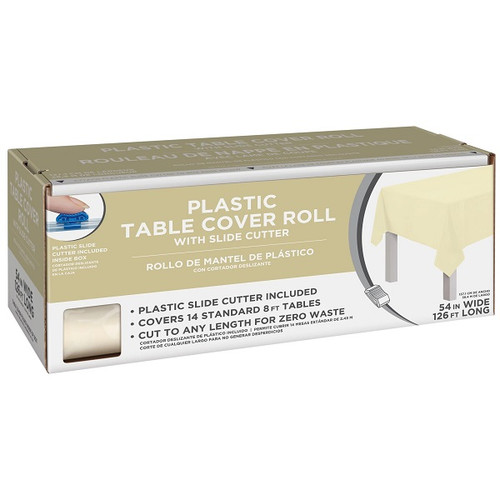 Vanilla Creme Boxed Plastic Table Cover Roll