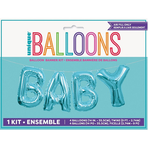 Blue Foil Baby Balloon Banner Kit