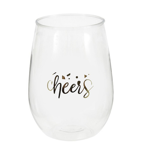 Cheers Gold Foil Stamped Stemless Wine Glass Cheers Gold Foil Stamped Stemless Wine Glass
