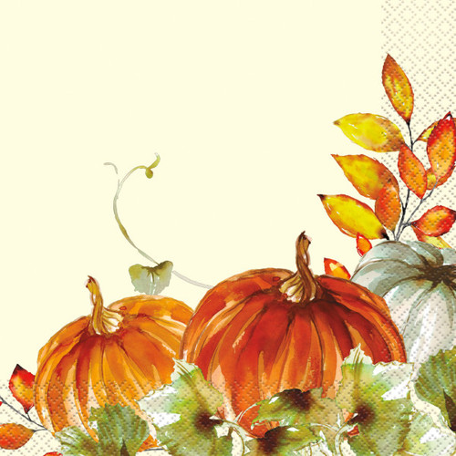 Watercolor Fall Pumpkins Luncheon Napkins