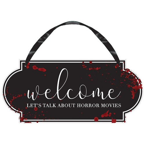 Let's Talk About Horror Movies Hanging Sign